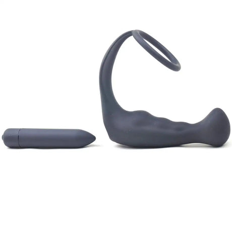 Black Silicone Anal Plug Vibrator with Cock Ring - Save 25% - Fast Shipping - Dildos United Kingdom Stoke-on-trent