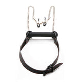Black Silicone Gag with Nipple Clamps