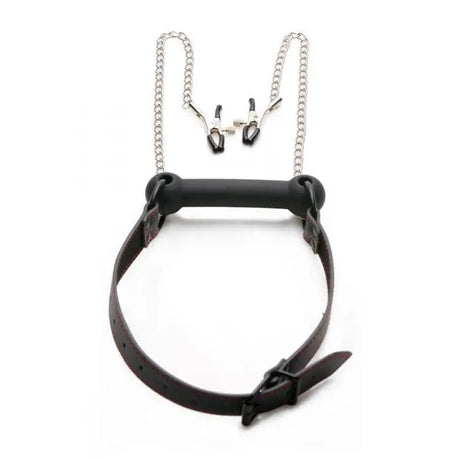 Black Silicone Gag with Nipple Clamps - Save 30% - Fast Shipping - Sale United Kingdom Stoke-on-trent