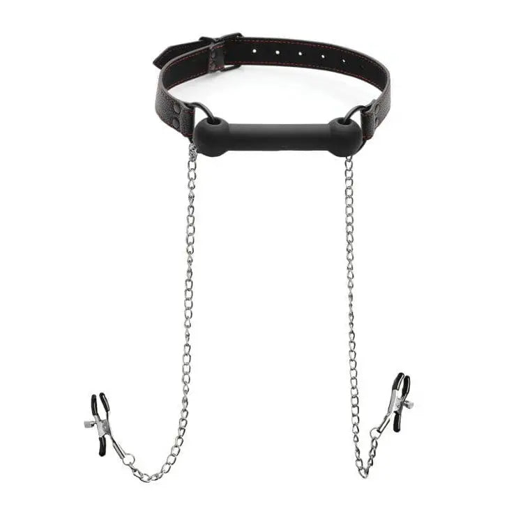 Black Silicone Gag with Nipple Clamps - Save 30% - Fast Shipping - Sale United Kingdom Stoke-on-trent