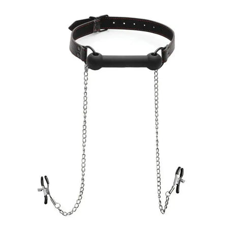 Black Silicone Gag with Nipple Clamps - Save 30% - Fast Shipping - Sale United Kingdom Stoke-on-trent