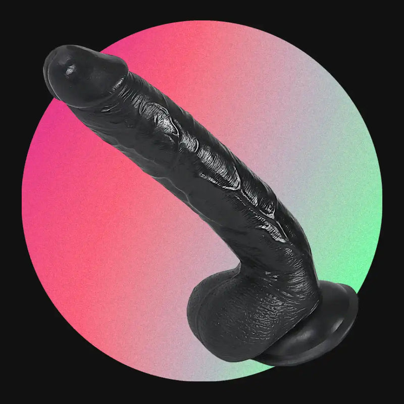 Black textured dildo.