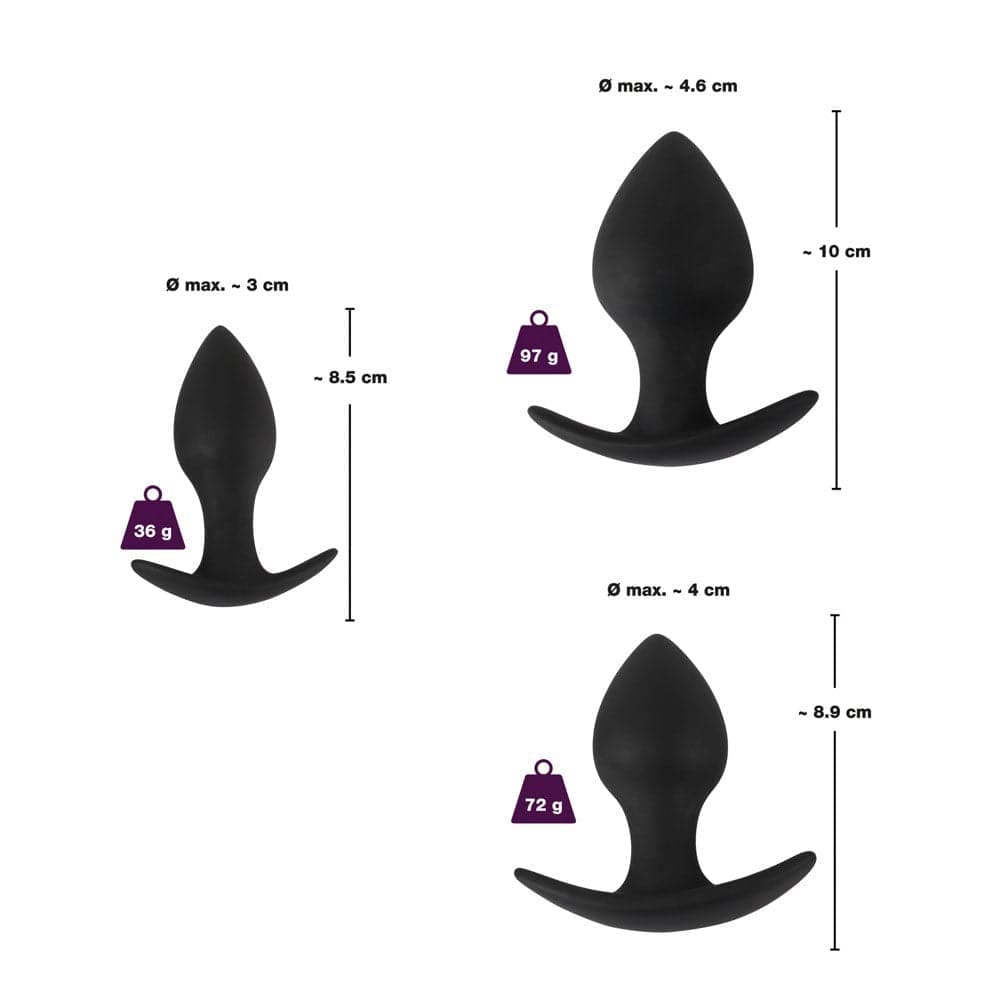 Black Velvet Silicone Three Piece Anal Training Set - Save 30% - Dildos