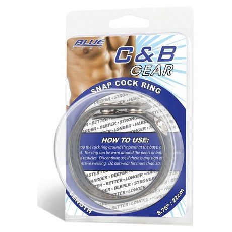 Blue Line Snap Cock Ring Black 7.75in - Sex Toys
