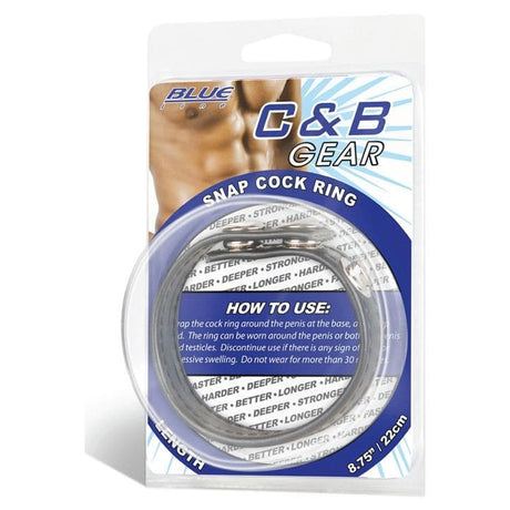 Blue Line Snap Cock Ring Black 8.75in - Sex Toys