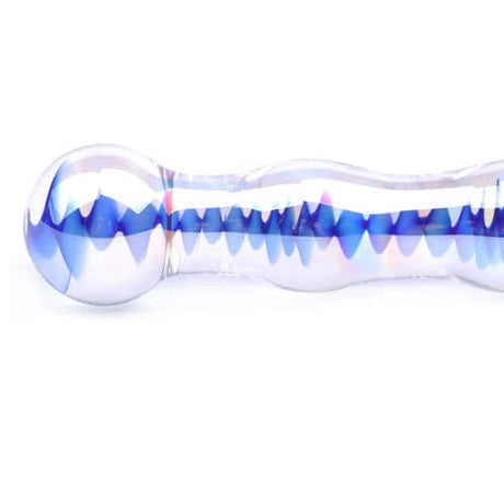 Blue Wavy Glass Dildo - Save 25%