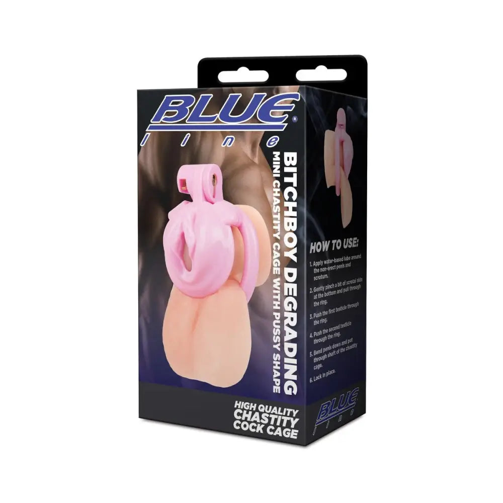 Blueline Bitchboy Degrading Mini Chastity Cage with Pussy Shape - Sale United Kingdom Stoke-on-trent