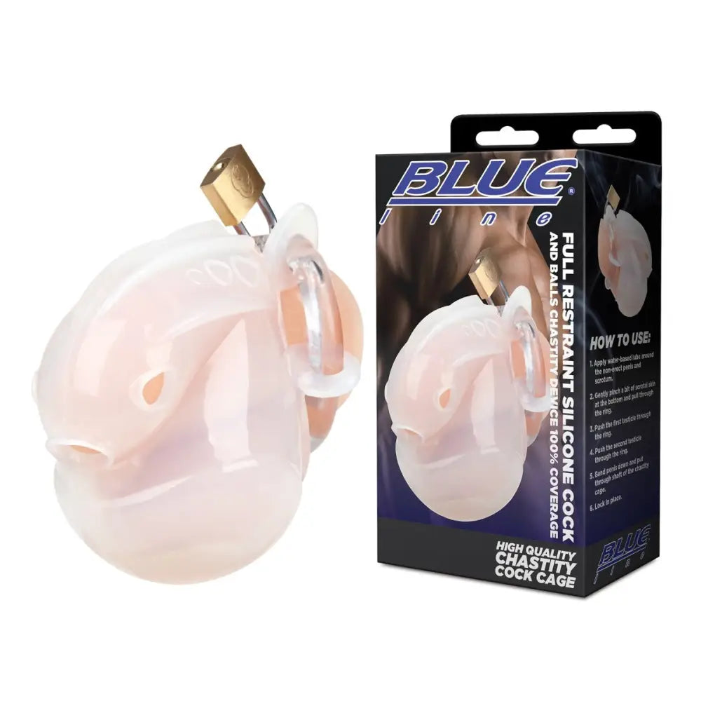 Blueline Full Restraint Silicone Cock and Balls Chastity Device 100% Coverage White - Save 15% - Sale United Kingdom Stoke-on-trent