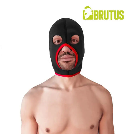Brutus Neoprene Face Fucker Hood Black Red - Save 10% - Fast Shipping - Sale United Kingdom Stoke-on-trent
