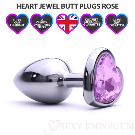 Butt Plug Sex Toy Heart Smooth Metal Anal Dildo Diamond Jewel Jewelled - Original Sexy Emporium United Kingdom Stoke-on-trent