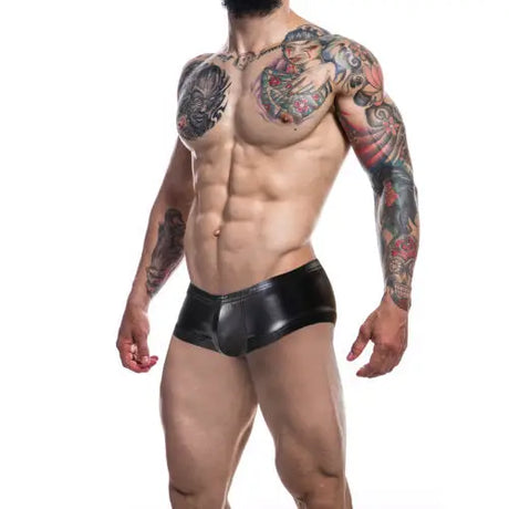 C4m Booty Shorts Black Leatherette Large - Men’s Sexy Underwear - Save 25% - C4m - Fast Shipping - Sale United Kingdom Stoke-on-trent