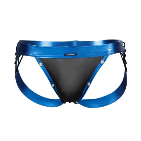 C4m Desire Jockstrap Blue Leatherette Small - Men’s Sexy Underwear - Save 25% - C4m - Fast Shipping - Sale United Kingdom Stoke-on-trent