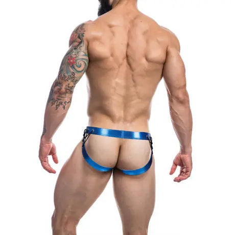 C4m Desire Jockstrap Blue Leatherette Small - Men’s Sexy Underwear - Save 25% - C4m - Fast Shipping - Sale United Kingdom Stoke-on-trent