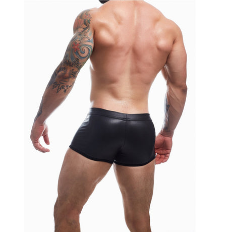 C4M Peekaboo Black Leatherette mini pantalones grandes