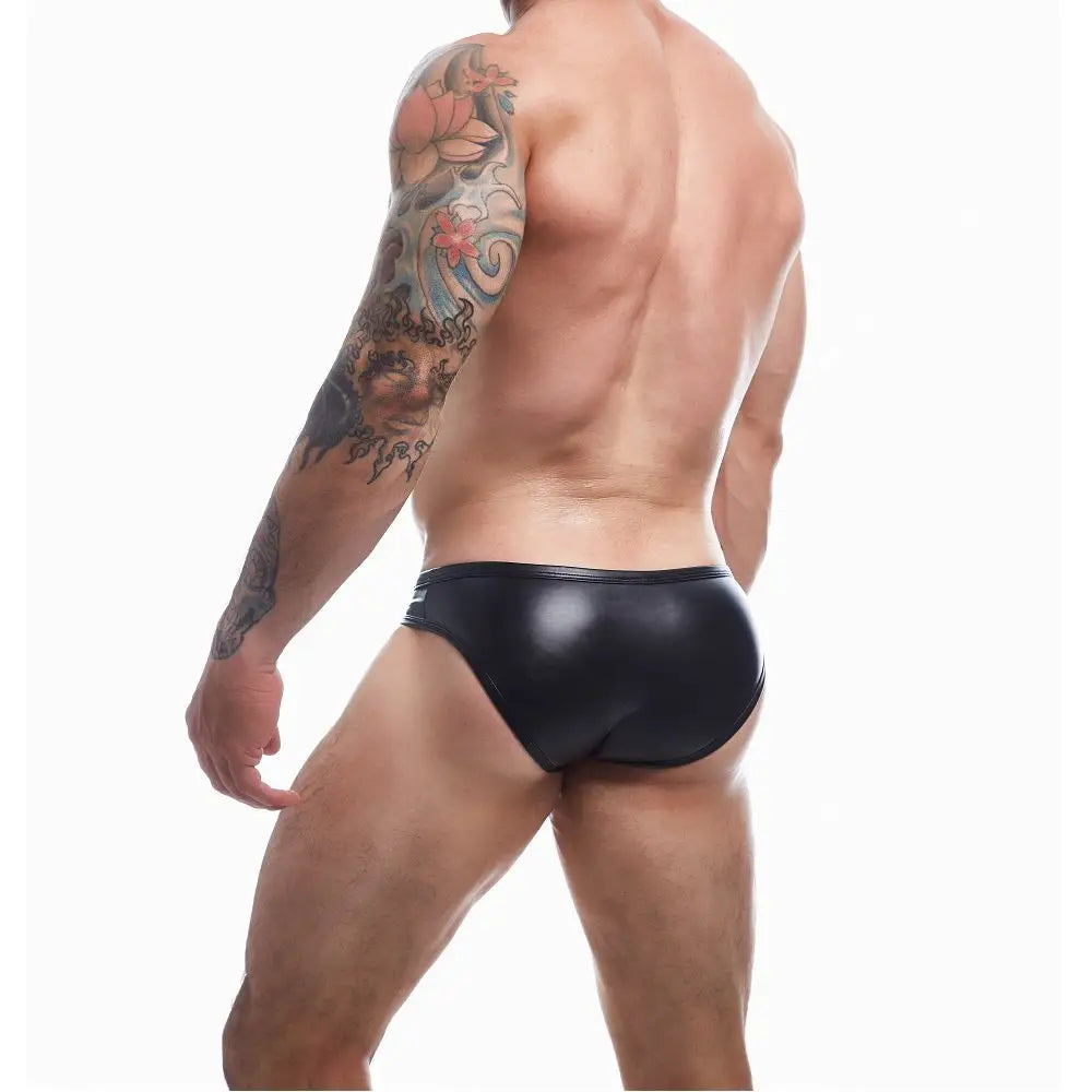 C4m Snap Ergonomic Brief Black Leatherette Extra Large - Men’s Sexy Underwear - Save 25% - C4m - Fast Shipping - Sale United Kingdom