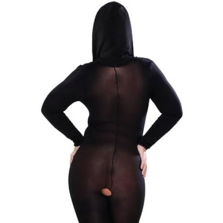 Cheeky Crotchless Bodystocking with Hood
