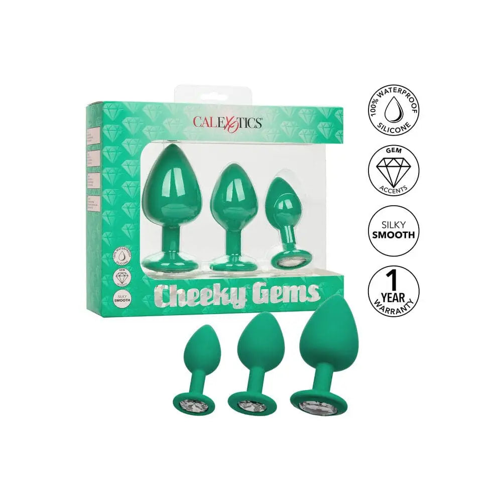 Cheeky Gems Butt Plugs 3 Piece Set Green - Save 30% - Fast Shipping - Anal Dildos United Kingdom Stoke-on-trent