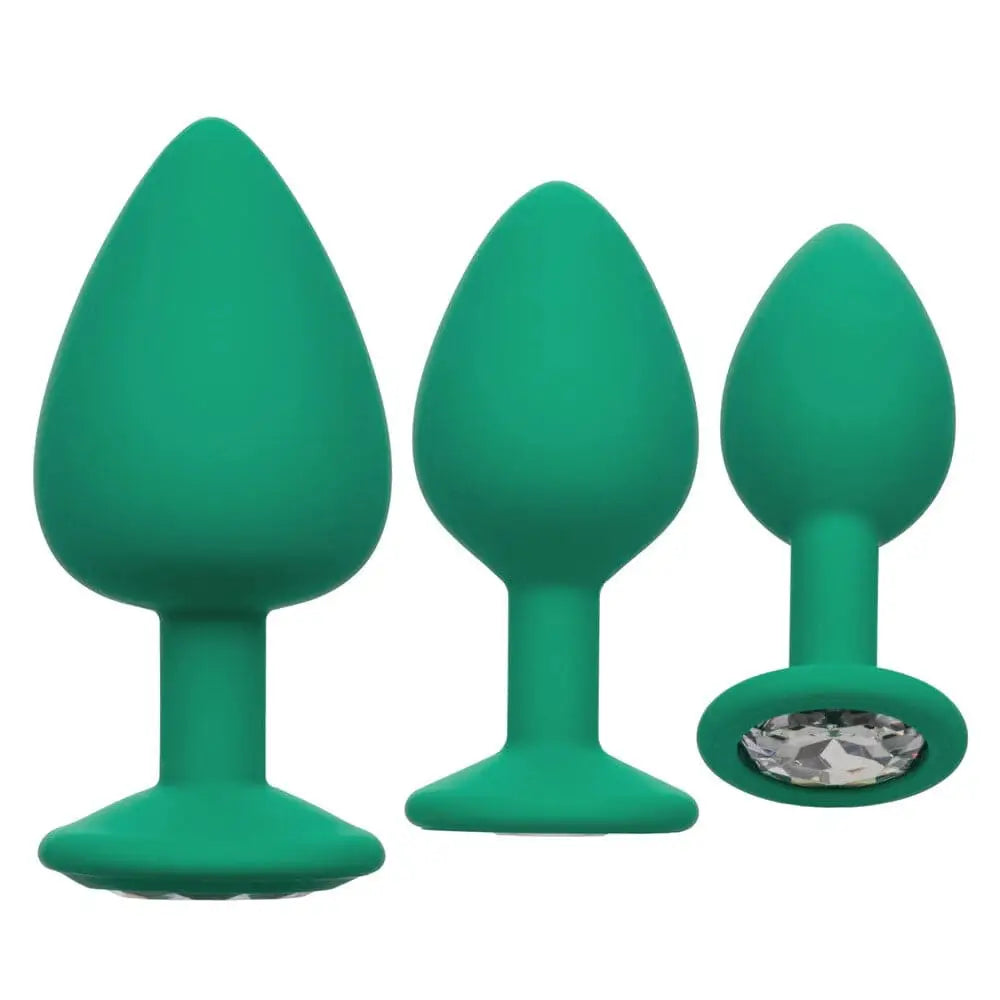 Cheeky Gems Butt Plugs 3 Piece Set Green - Save 30% - Fast Shipping - Anal Dildos United Kingdom Stoke-on-trent