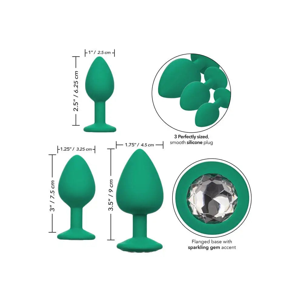 Cheeky Gems Butt Plugs 3 Piece Set Green - Save 30% - Fast Shipping - Anal Dildos United Kingdom Stoke-on-trent