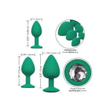 Cheeky Gems Butt Plugs 3 Piece Set Green - Save 30% - Fast Shipping - Anal Dildos United Kingdom Stoke-on-trent