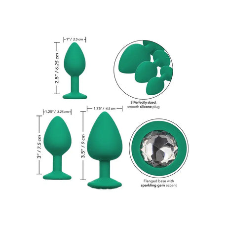 Cheeky Gems Butt Plugs 3 Piece Set Green - Save 30% - Fast Shipping - Anal Dildos United Kingdom Stoke-on-trent