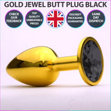 Chrome Gold Jewelled Butt Plug Black - Save 10% - Fast Shipping - Sale United Kingdom Stoke-on-trent