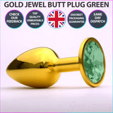 Chrome Gold Jewelled Butt Plug Green - Save 10% - Fast Shipping - Sale United Kingdom Stoke-on-trent