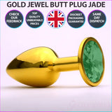 Chrome Gold Jewelled Butt Plug Jade - Save 20% - Fast Shipping - Sale United Kingdom Stoke-on-trent