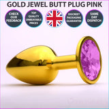 Chrome Gold Jewelled Butt Plug Pink - Save 20% - Fast Shipping - Sale United Kingdom Stoke-on-trent