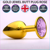 Chrome Gold Jewelled Butt Plug Rose - Save 20% - Fast Shipping - Sale United Kingdom Stoke-on-trent