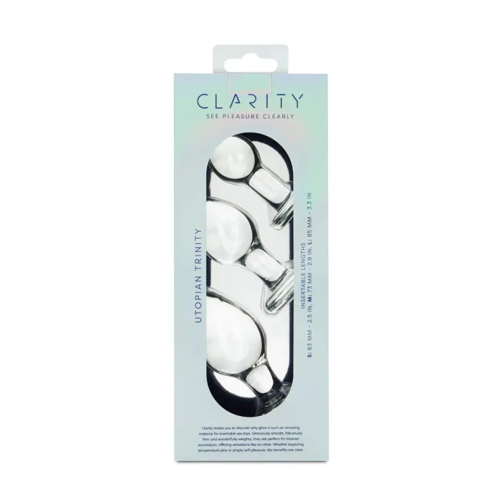 Clarity - Glass Dildo - Utopian Trinity - Save 10% - Fast Shipping - Anal Dildos United Kingdom Stoke-on-trent