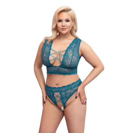 Cottelli Curves Bralette and Crotchless Thong Set - Fast Shipping - Sale United Kingdom Stoke-on-trent