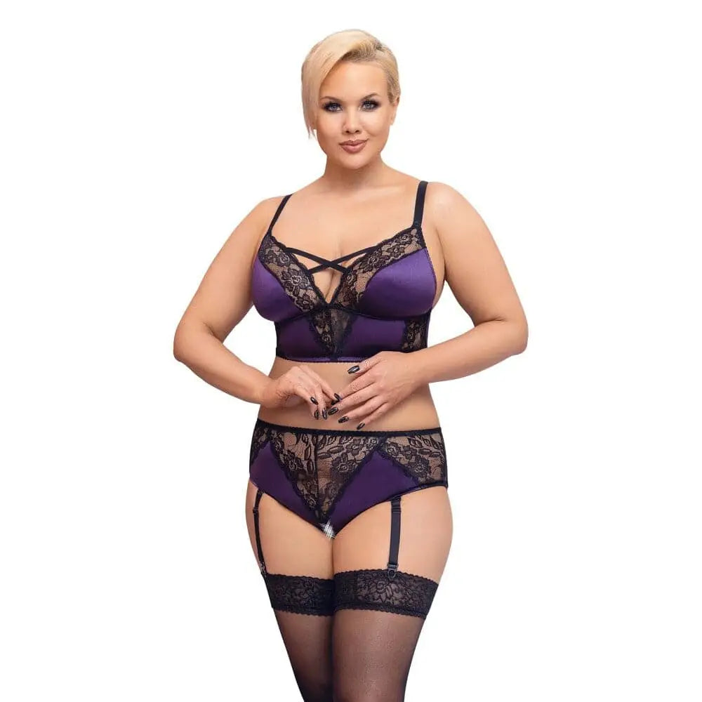 Cottelli Curves Bralette Suspender Set - Fast Shipping - Sale United Kingdom Stoke-on-trent