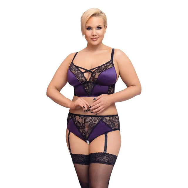 Cottelli Curves Bralette Suspender Set - Fast Shipping - Sale United Kingdom Stoke-on-trent