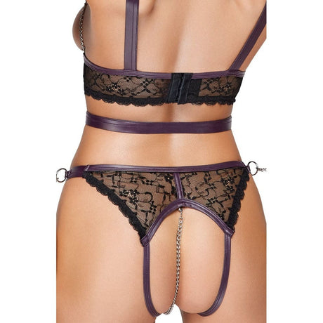 Cottelli Lace and Chain Bondage Crotchless Set - Sale