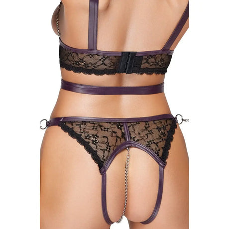 Cottelli Lace and Chain Bondage Crotchless Set - Fast Shipping - Sale United Kingdom Stoke-on-trent