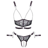 Cottelli Lace and Chain Bondage Crotchless Set - Fast Shipping - Sale United Kingdom Stoke-on-trent