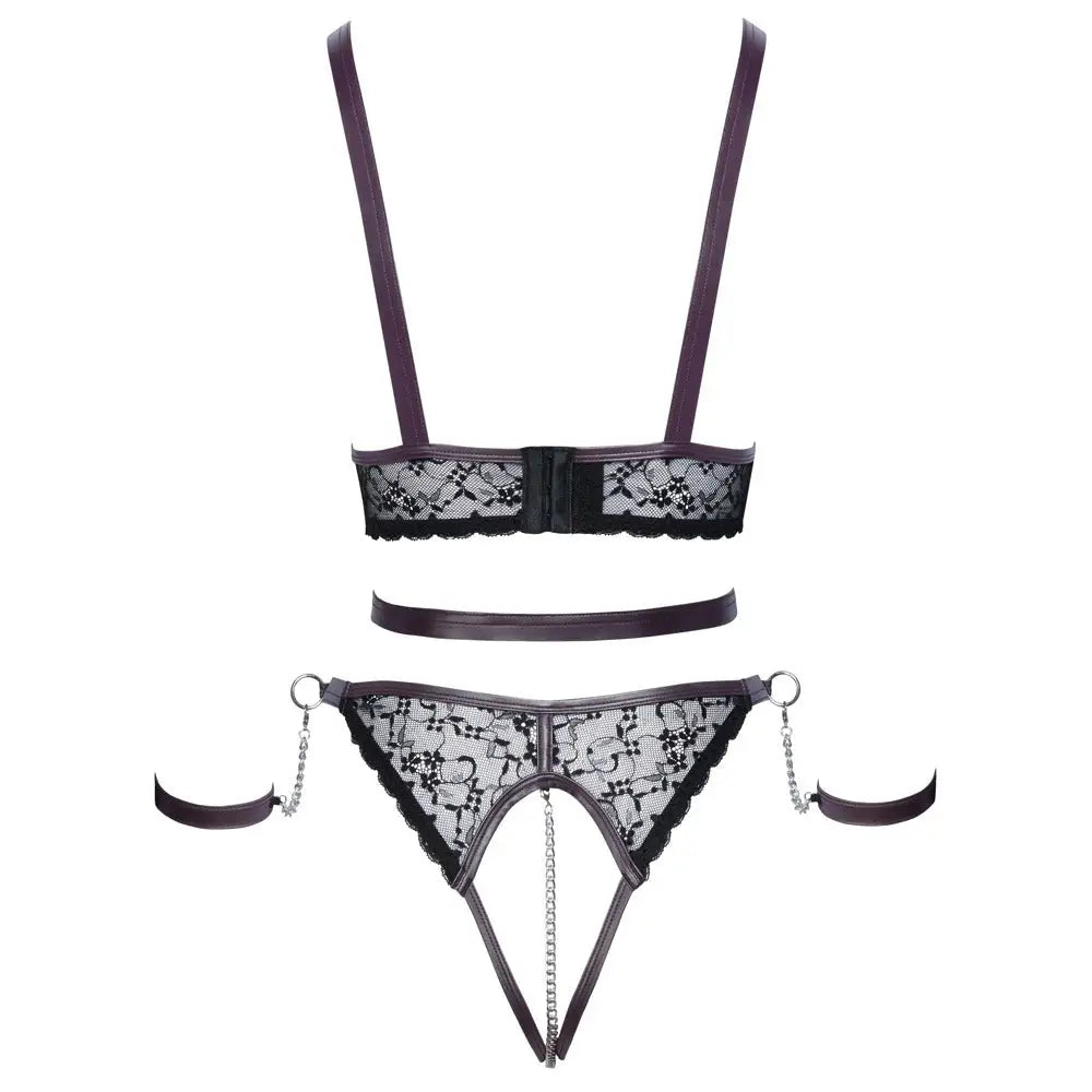 Cottelli Lace and Chain Bondage Crotchless Set - Fast Shipping - Sale United Kingdom Stoke-on-trent