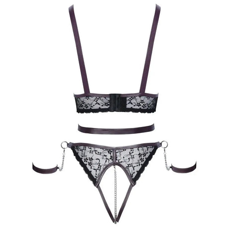 Cottelli Lace and Chain Bondage Crotchless Set - Fast Shipping - Sale United Kingdom Stoke-on-trent
