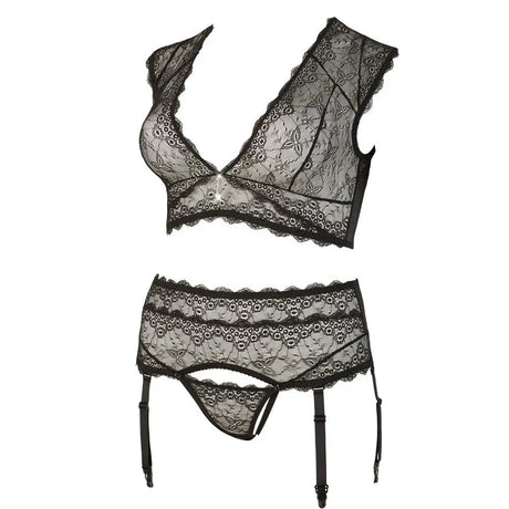 Cottelli Plus Size Bralette and String Set Black - Fast Shipping - Sale United Kingdom Stoke-on-trent