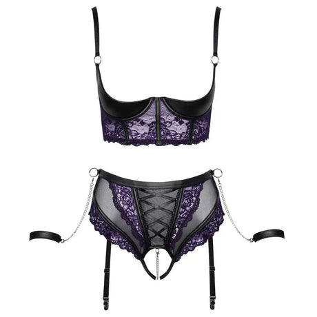 Cottelli Quarter Cup Bra Suspender Briefs and 2 Handcuffs - and - Fast - Sale United Kingdom Stoke-on-trent