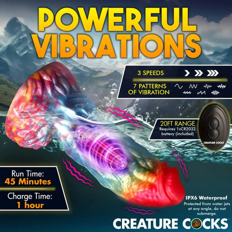 Creature Cocks Rainbow Phoenix Vibrating Silicone Dildo - Save 10% - United Kingdom Stoke-on-trent