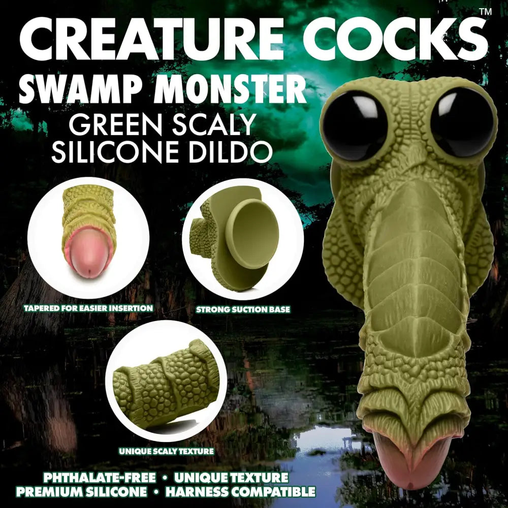 Creature Cocks Swamp Monster Scaly Silicone Dildo Green - Save 25% - 10% - Dildos United Kingdom Stoke-on-trent