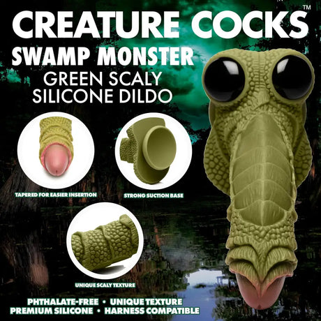 Creature Cocks Swamp Monster Scaly Silicone Dildo Green - Save 25% - 10% - Dildos United Kingdom Stoke-on-trent