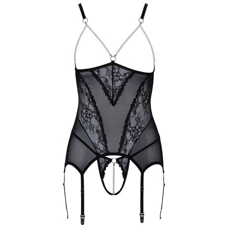 Cupless Lace Basque Black - Sale