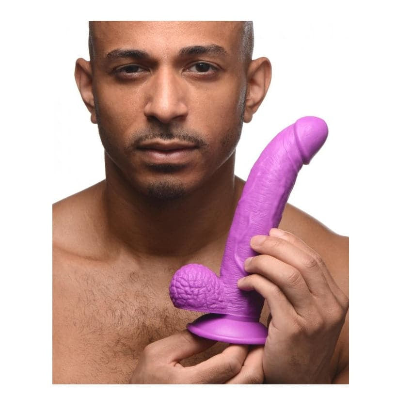 Curved Suction Cup Dildo Purple