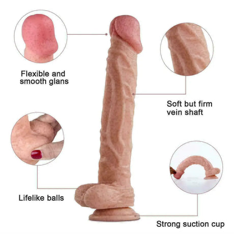 Dildo Big 10 Inch Realistic Suction Cup Large Penis Dong Adult Real Feel Sex Toy - Original Sexy Emporium United Kingdom Stoke-on-trent