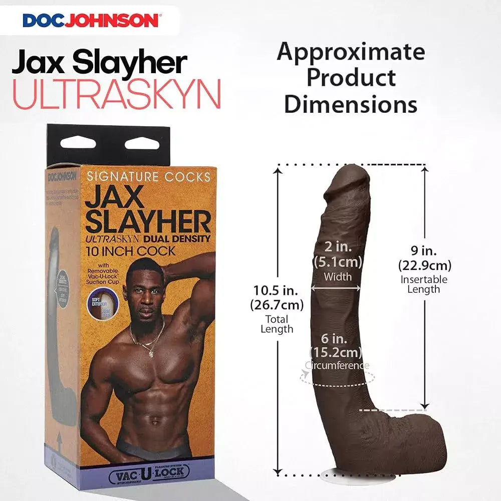 Doc Johnson Signature Cocks Jax Slayher Ultraskyn Cock with Removable Vac-u-lock Suction Cup (10’’) - Save 10% - with - Dildo United