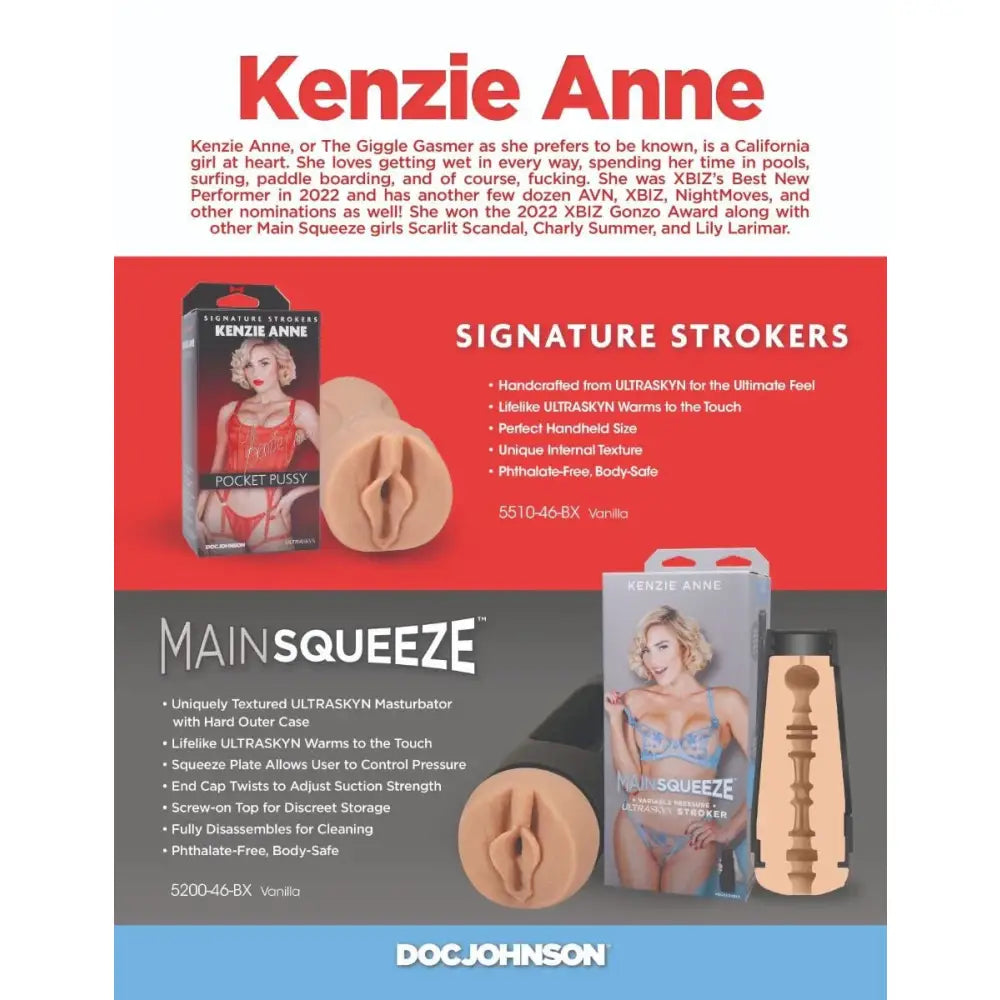 Doc Johnson Signature Strokers Kenzie Anne Ultraskyn Pocket Pussy - Save 15% - Ultraskyn - Sale United Kingdom Stoke-on-trent