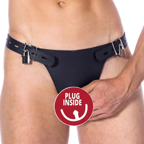 Double Leather Brief with Penis Hold and Dildo - Save 30% - with and - Fast Shipping - United Kingdom Stoke-on-trent